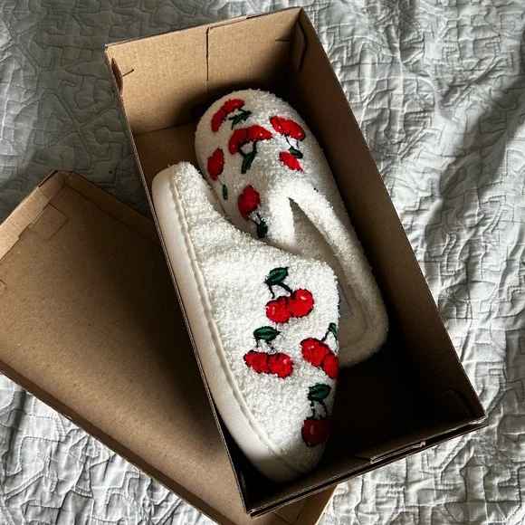 Cozy Cherry Embroidered Slippers - Picture 9 of 11